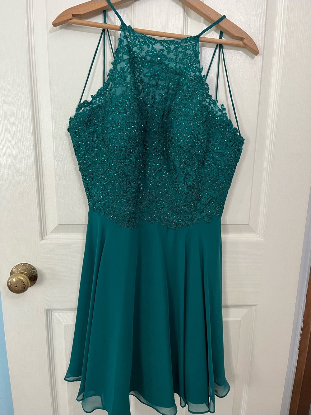 Alyce Paris Homecoming Prom Halter Lace Open Back Mini Dress Size 12